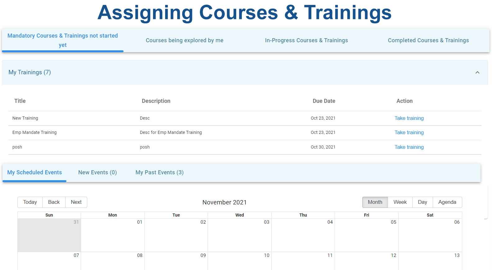 screenshot to represent compliance trainings, skills, and processes